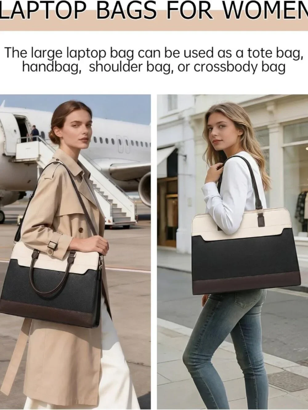 Elegant 3-Piece Vegan Leather Laptop & Work Bag Set for Women